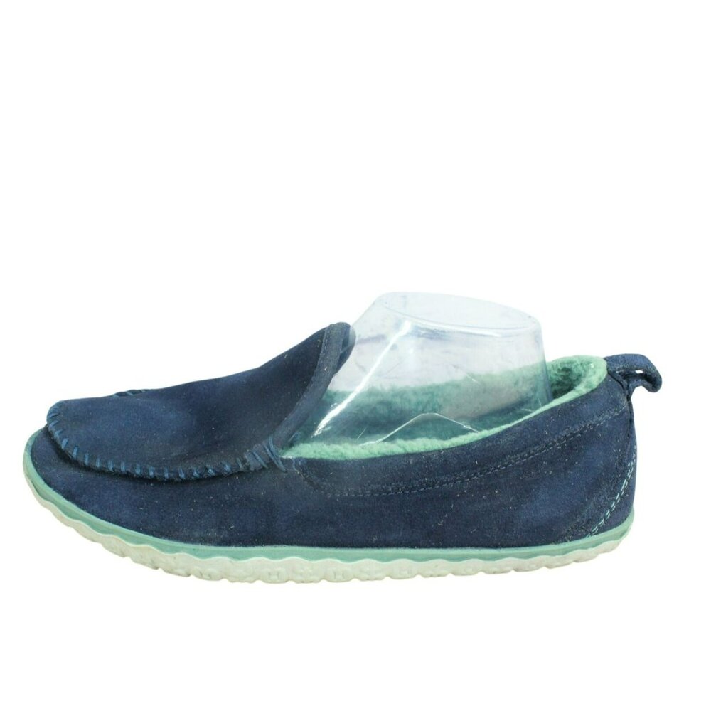 LL Bean Blue Suede Fleece Lined Mountain Moccasin Slip-On Slippers Size 11 M